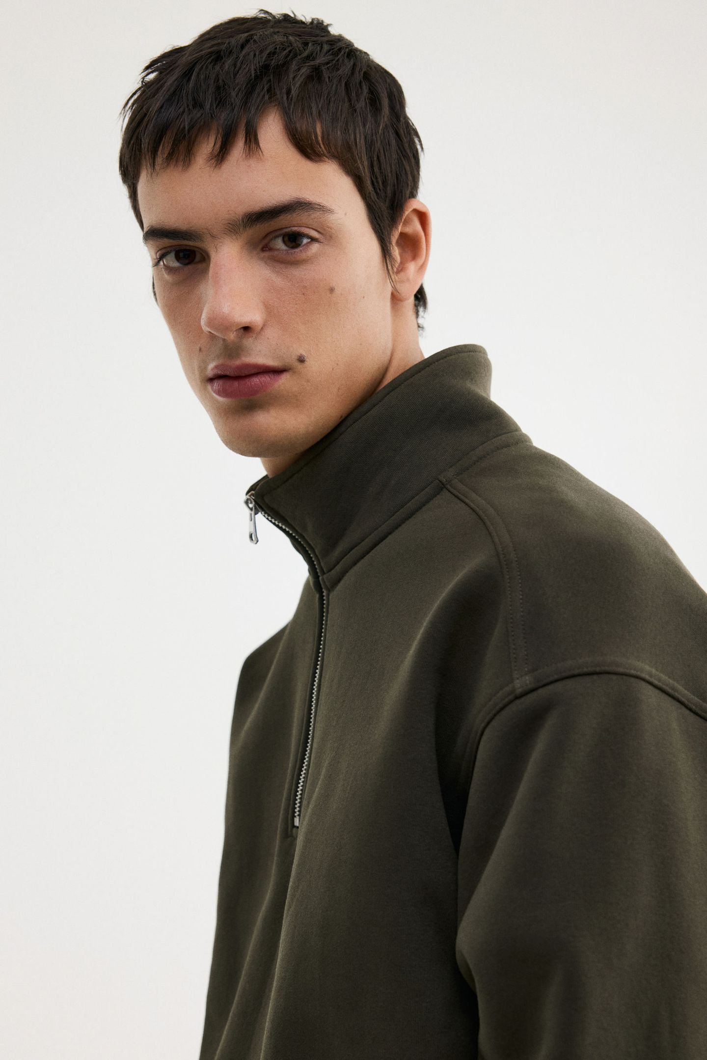 Sweatshirt com meio fecho loose fit | H&M Brasil