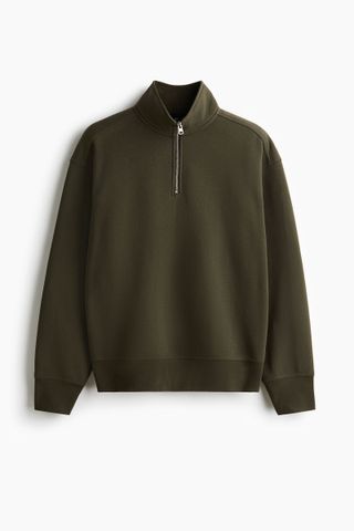 Sweatshirt com meio fecho loose fit | H&M Brasil