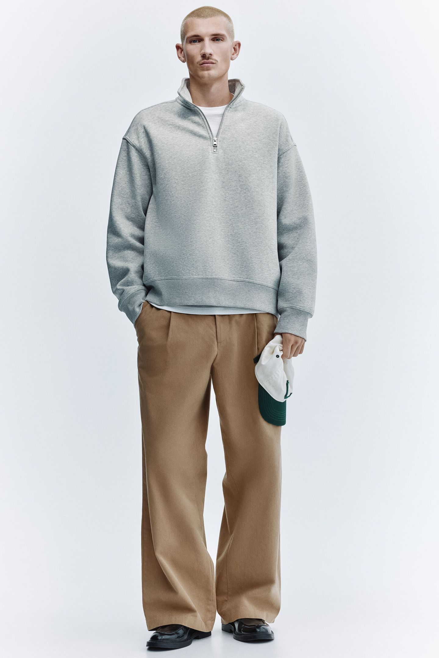 Sweatshirt com meio fecho loose fit | H&M Brasil