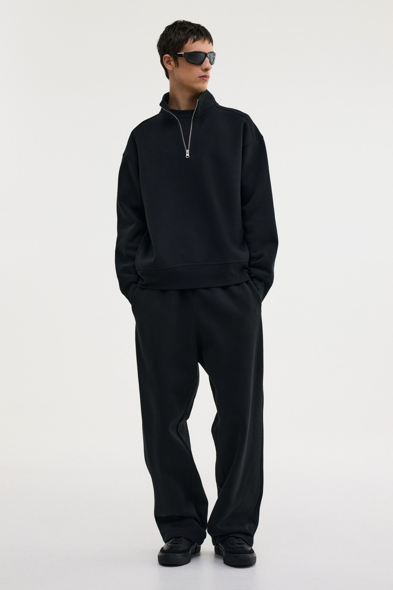 Sweatshirt com meio fecho loose fit | H&M Brasil
