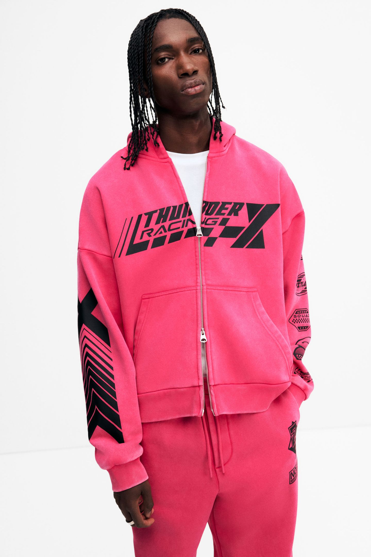 Blusa de moletom com capuz e zíper oversized fit | H&M Brasil